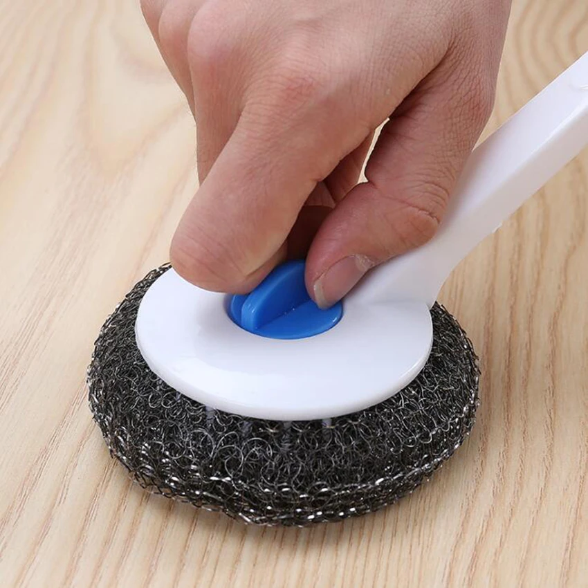 Kitchen Washing Pot Pan Cleaner Strainless Steel Brush Scrubber Home Dish Bowl Wash Cleaning long hand wire Tool | Дом и сад