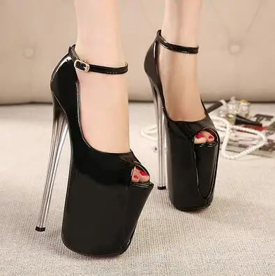 

High Heels Shoes Women Pumps Peep Toe Party Wedding Shoes Clear Stiletto Heel Sexy Women Platform Pumps Ankle Strap Pumps Size43