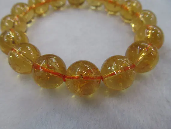 

Handmade Natural Citrine bracelet round ball yellow jewelry bead 6 8 10 12 14 16mm one strand
