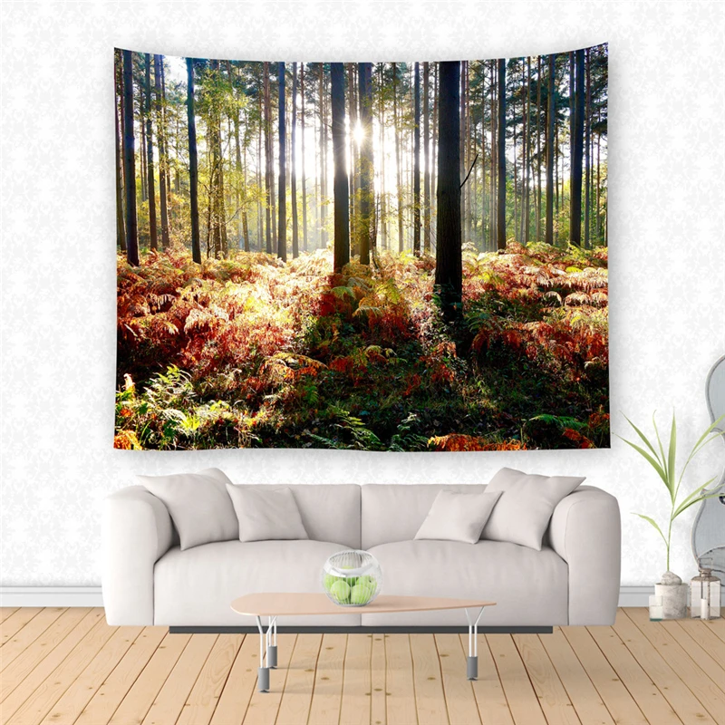 Casegrace Forest Tapestry Simple Style Wall Dorm Decor Hanging Printed With Polyerter Table Cloth Picnic | Дом и сад