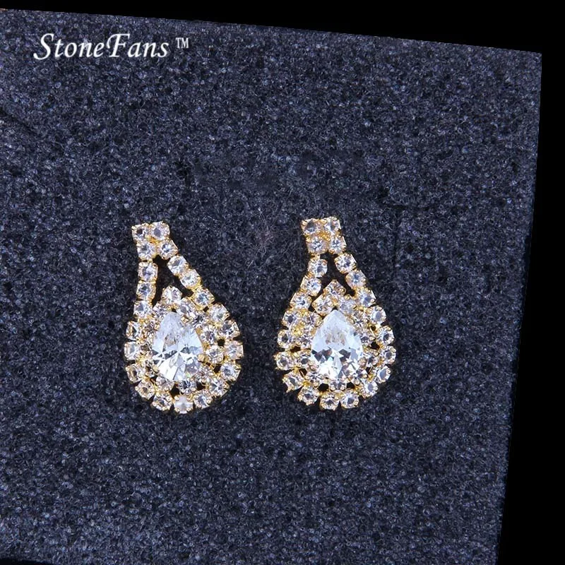 Женское Ожерелье StoneFans серьги в виде слезы с циркониевым кулоном украшения со