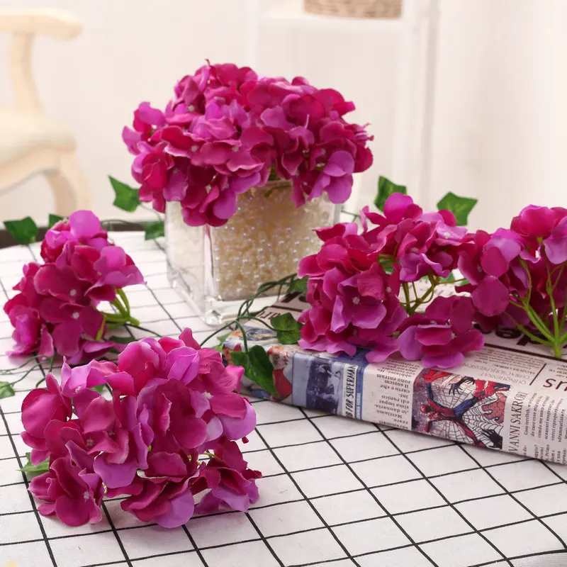 Gradient Purple Лот 100 шт 13-15 см соцветия гортензии 27 вилки домашние декоративные шелковые цветы DIY Венок Свадебные стены дорога свинцовые арки цветы - Цвет: Gradient Purple