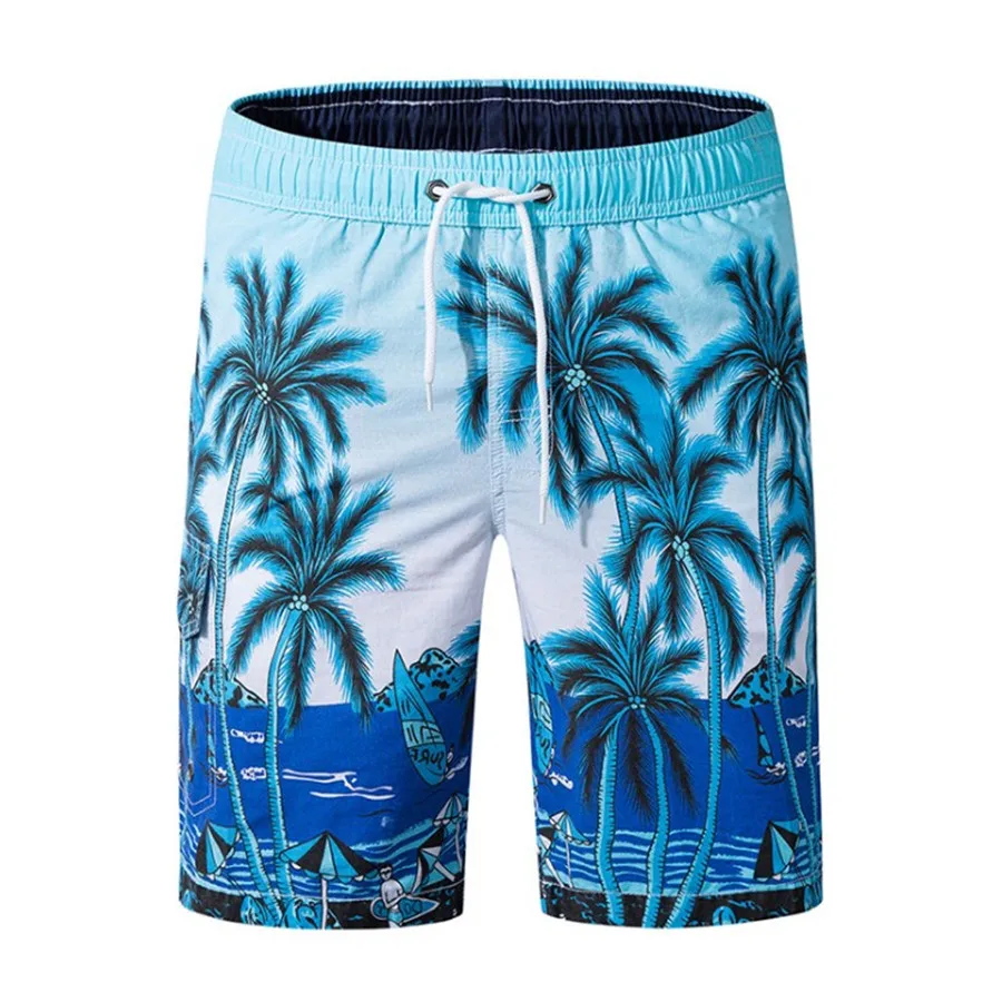 

Quick Dry Board Shorts Men Hawaiian Coconut Tree Print Swimming Trunks Surfing Pants Thin Beach Shorts Swimwear For Man Xl5030