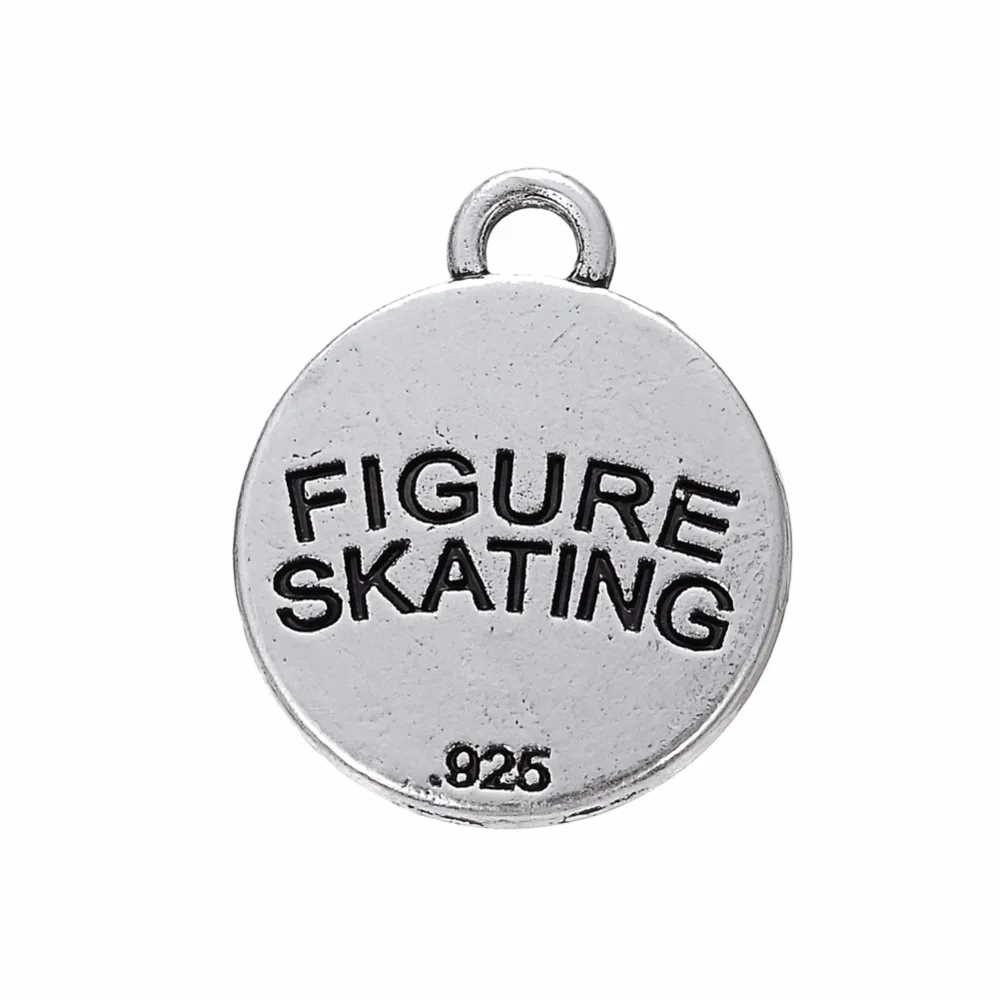 10 шт. антикварная фигурка из серебра шармы круглой формы для катания на коньках