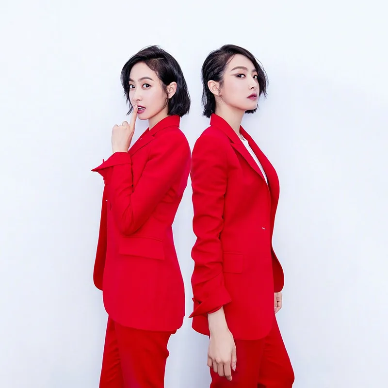 

2019 new suit suit female spring and summer casual red Slim OL professional small suit two-piece spring and autumn ladies Wild