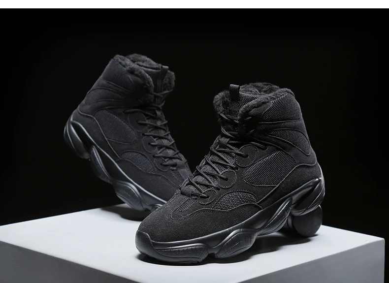 Winter Men Snow Boots Warm Fur Man Ankle Boots Lace-Up High Quality Thick Plush Winter Boots Plush Autumn Basic Work Shoes