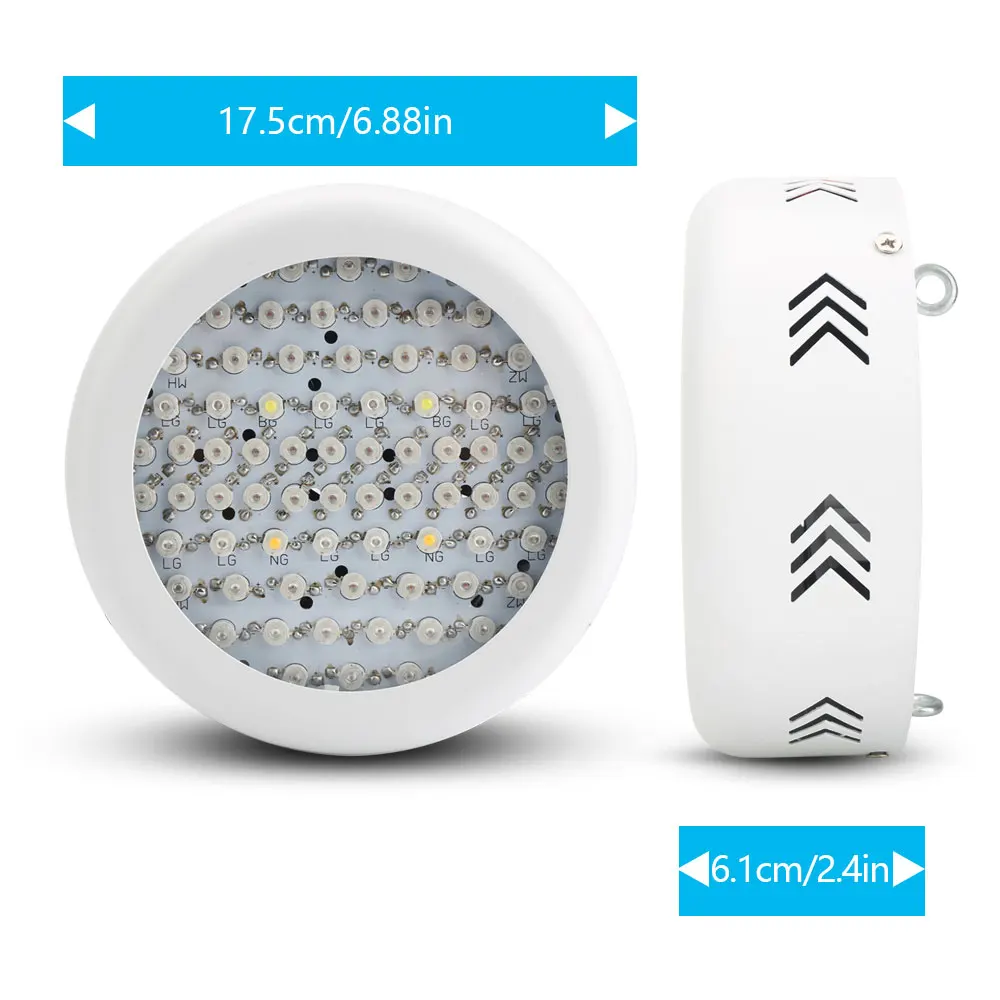 Полный спектр Мини UFO высокой мощности AC85 ~ 265 В 216 Вт 52Red + 12 синий 2 теплый белый 2IR 2UV