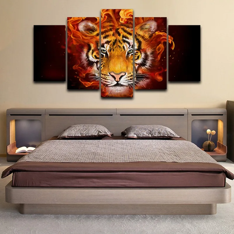 Artistic Print Drawing on Canvas Framed wall art pictures Spray Oil Painting Decoration Printed Decor for home Tiger Head AE0473 | Дом и сад