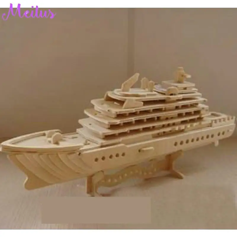 Необычная интеллектуальная развивающая игрушка 3D модель корабль деревянная