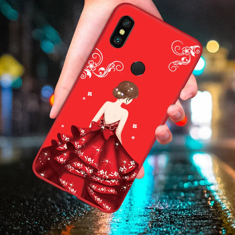 Luxury Silicone Case For Xiaomi Redmi Note 6 Pro 3D Relief Beautiful Dress Cover 5 A2 Lite Coque |