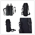 Чехол для бутылки с водой, 1000 мл, с ремешком, неопреновый держатель для бутылки с водой, изолированная сумка, держатель, черный плечевой ремень