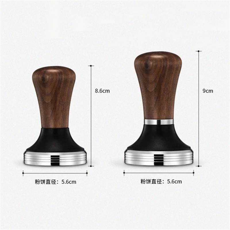 

51/57mm Walunt-Wood Handle Coffee Tamper Adjust Height Coffee Powder Hammer Espresso Stainless Steel Base Coffee Accessories