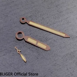 Набор светящихся наручных часов BLIGER с розовым золотым краем, подходит для серии ETA 6497 6498 ST36, механизм с ручным заводом H27