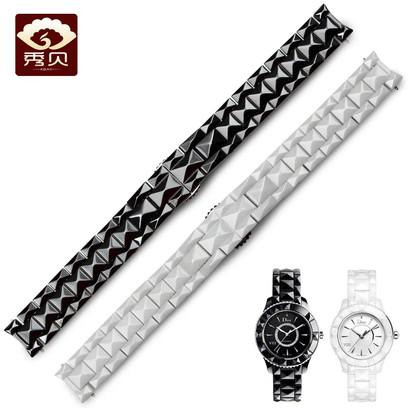 Высококачественный керамический ремешок для часов белый черный изогнутые