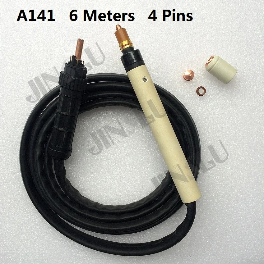 6 Meters 140A Plasma Torch Straight A141 4 pins Air-cooled  for CNC Plasma Cutting Machine Central Connector SALE1