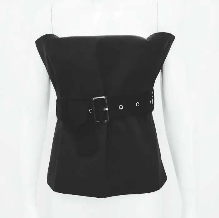 

New Hot 2018 Strapless Tops Sexy Cool 90s Basic Tees Cropped Tops Fashion Slim Brand Fitting Tank Tops Corset Clubwear FD-42