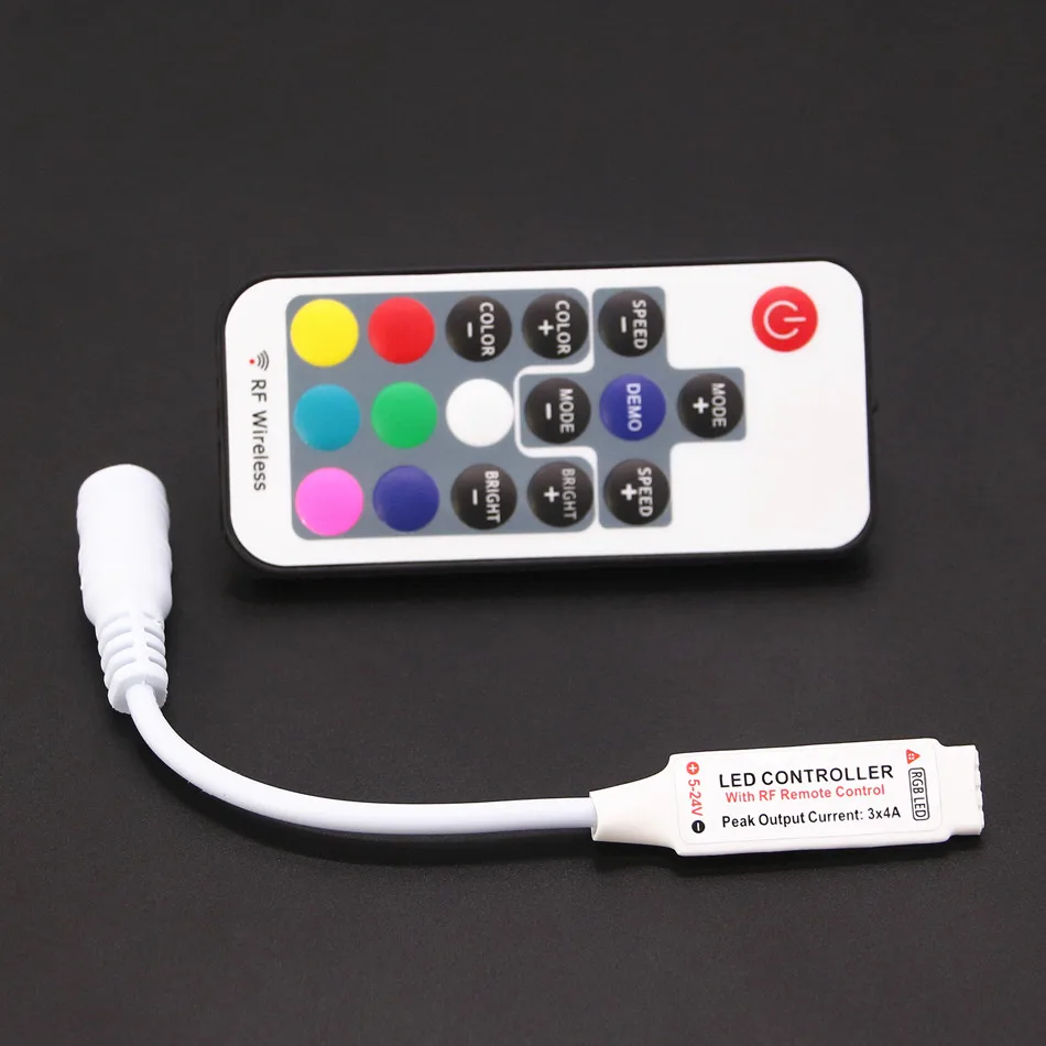 DC 5 V 24 светодиодный RGB Управление мини 17Key RF Беспроводной дистанционного с 4Pin