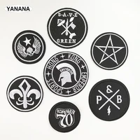 black and white badge patch for clothing iron on embroidered for clothes