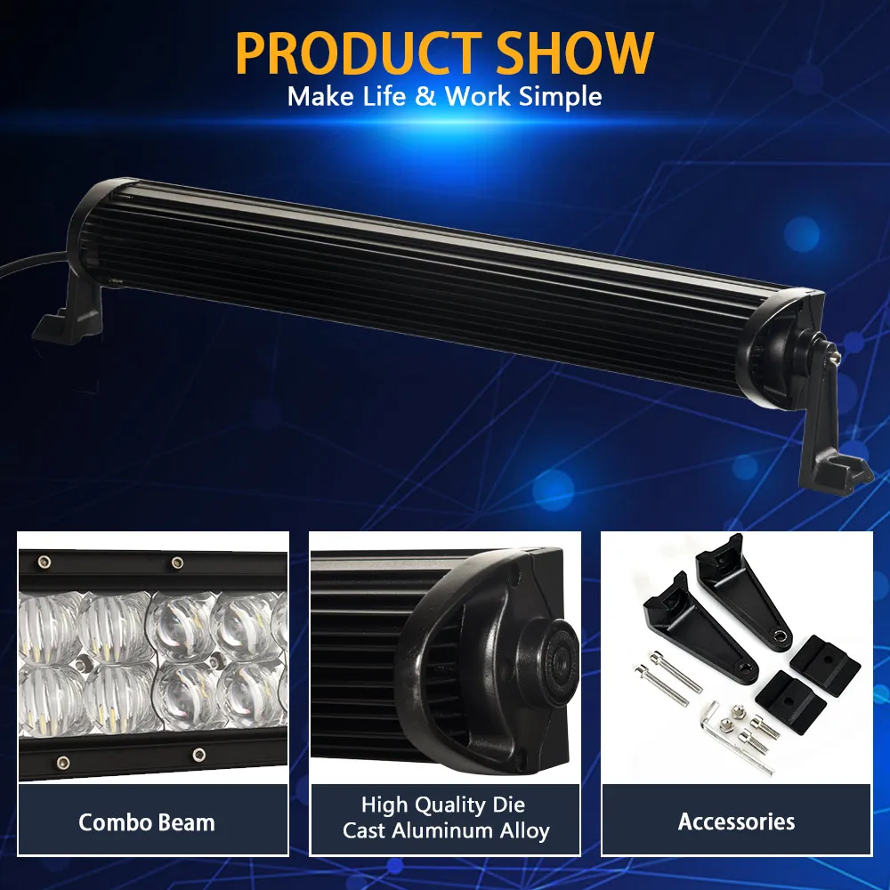 5D 22 32 42 52-дюймовая изогнутая светодиодная полоса 12 В 24 Combo Beam для бездорожья