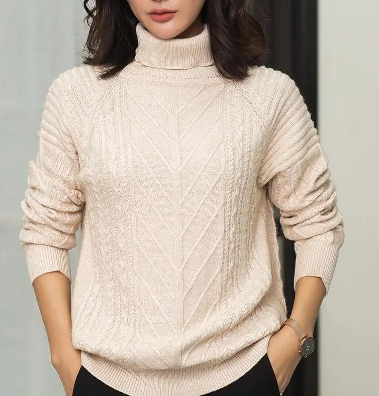 Women Sweaters Cashmere and Wool Knitting Pullovers Winter New Arrival Thick Turtleneck Jumpers Woman Woolen Standard Cloth - Цвет: as picture