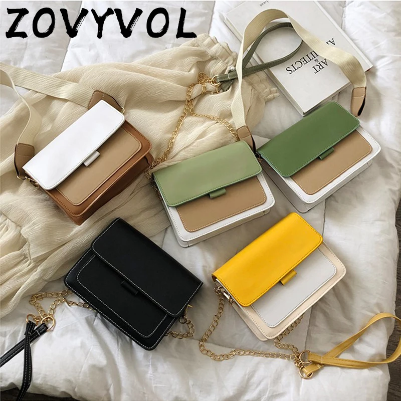 ZOVYVOL контрастные цвета кожаные сумки через плечо для женщин 2019 дорожная сумка