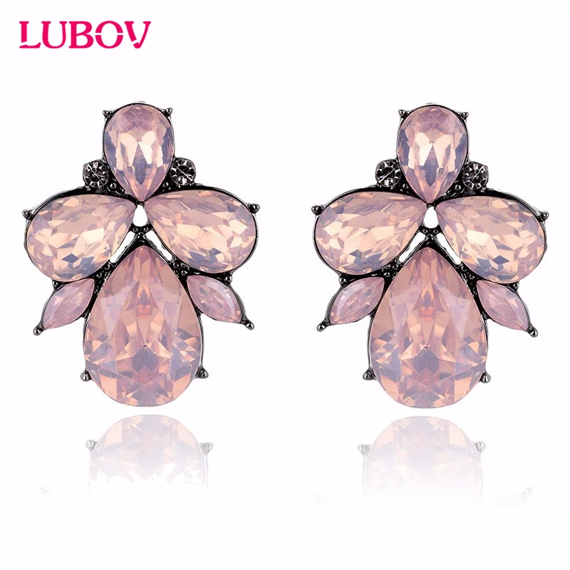 New Design 2017 Opal Stone Stud Earrings Elegant Crystal Fashion crystal Women Christmas Party For gift|earrings christmas|elegant crystalstone studs