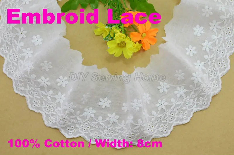 

Ширина 8 см, 100% хлопок, вышитые кружева с вышивкой, искусственная отделка ткани, основовязание, «сделай сам», аксессуары для одежды, бесплатная доставка #3237