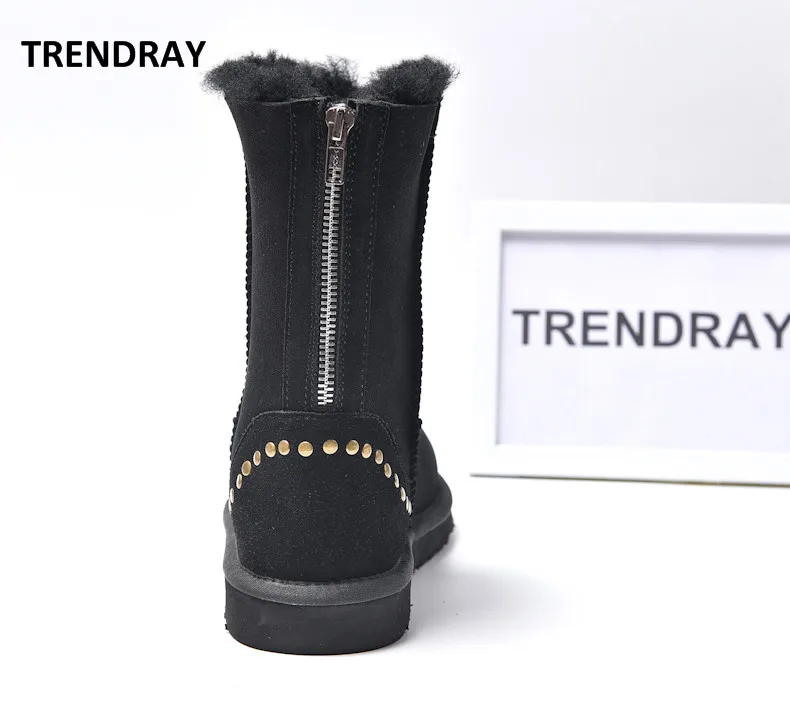 Trendray 2017 Лидер продаж Для женщин зимние теплые сапоги 100% натурального овечьего