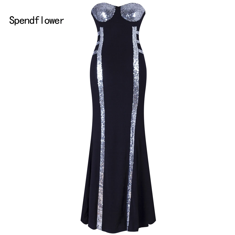 Женское вечернее платье Spendflower Negro Черное в черную пятницу 2018 которое сделает вас
