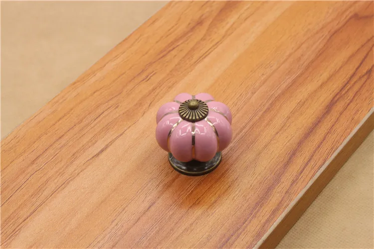 KAK Ceramic Drawer Knobs 40mm Cabinet Pulls Kitchen Handles Cartoon Pumpkin Furniture Handle for Kids Room Furniture Hardware