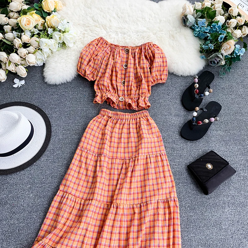 ALPHALMODA/модные комплекты юбок пуловеры однобортный укороченный топ + эластичная