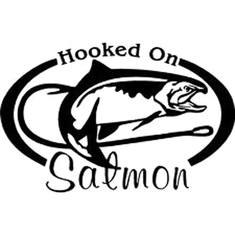 16CM*10.3CM Fishing Hooked On Salmon Coho Rod Reel Water Vinyl Decal Car sticker Car Styling With Black Sliver C8-0123