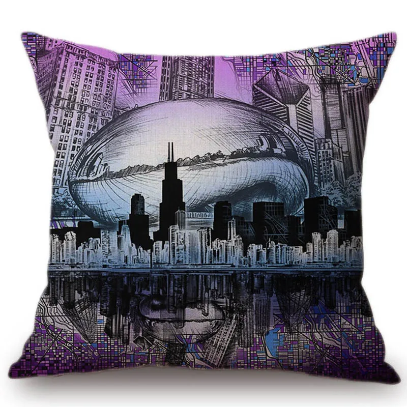 2018 US City Sketch Art Chicago Los Angeles украшение для дома чехол дивана наволочка из хлопка и