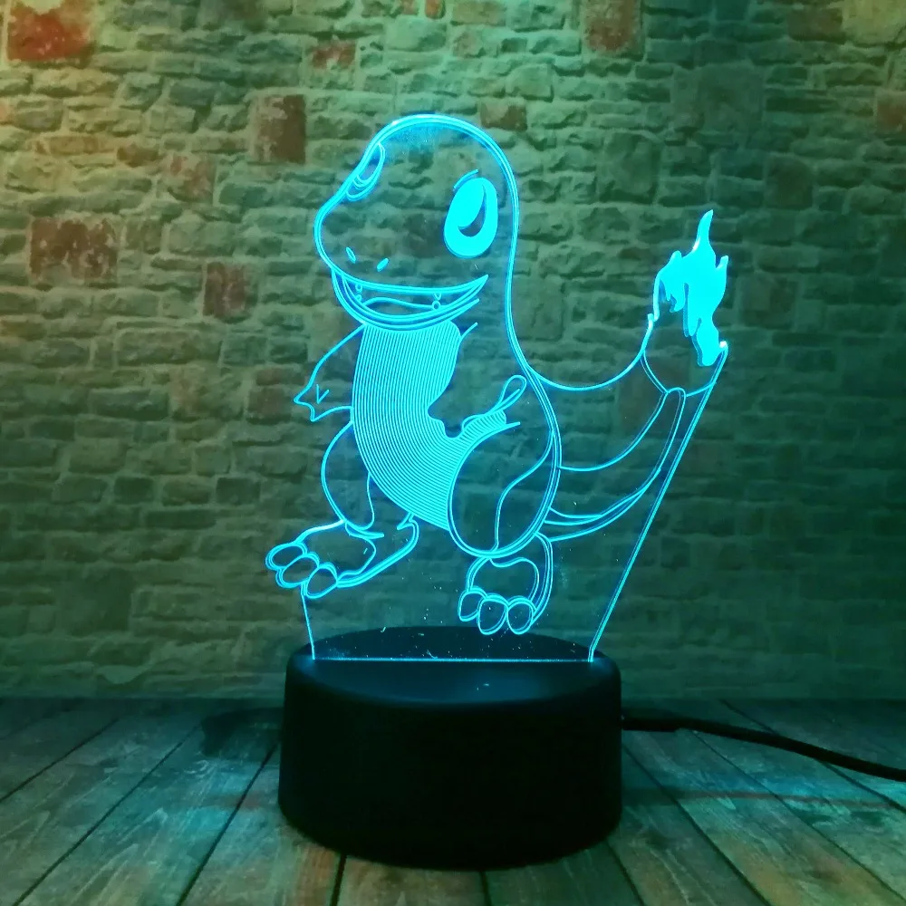 Горячие Pokemons Go игры Рождество 3D маленький Огненный Дракон светодиодный ночник 7