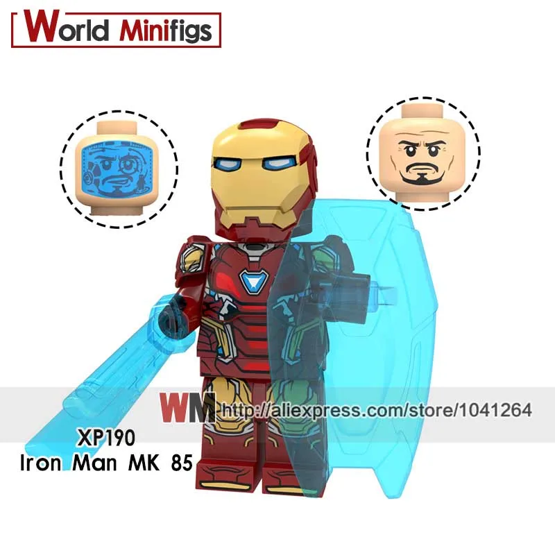 Светло-желтый Одиночный s 4 Endgame Железный человек Халк перец Potts MK50 MK85 супер герой строительные блоки игрушки для детей, подарки - Цвет: Светло-желтый