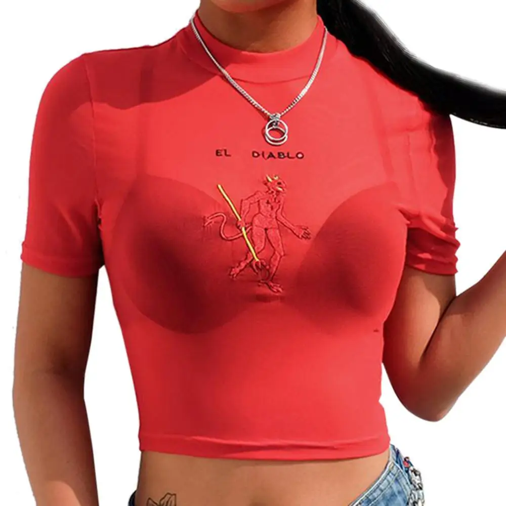 Модный летний сексуальный прозрачный в сеточку футболка 2019 Горячая Женская