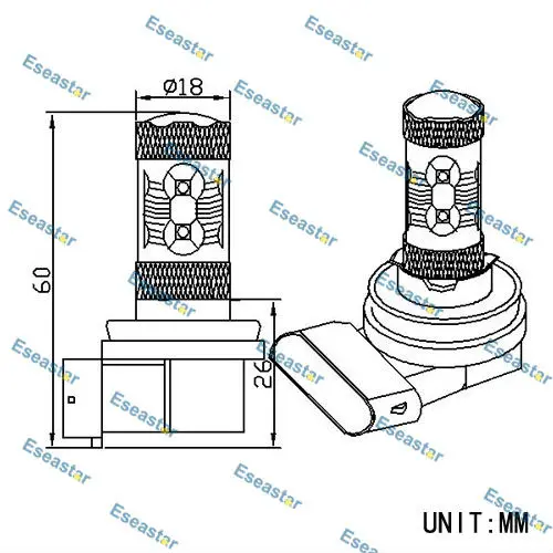 2 шт./лот Бесплатная доставка 60 Вт Светодиодный прожектор высокой мощности H8