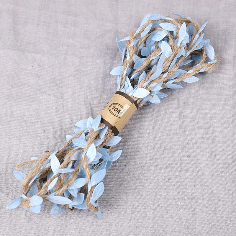 1 ярд 10 м имитация зеленых листьев плетеный льняной веревка подарок из ротанга