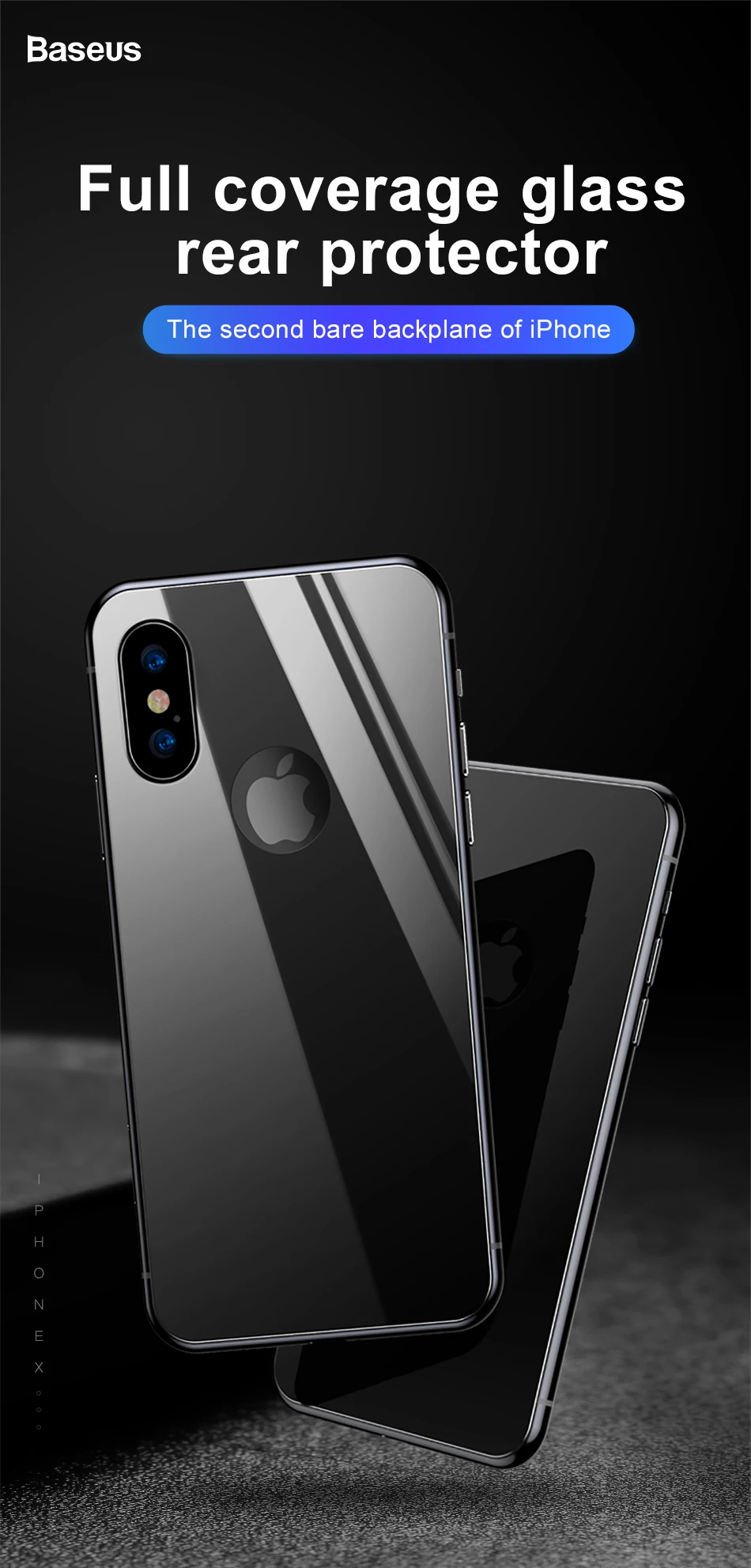 Защитная пленка Baseus на заднюю панель из закаленного стекла для iPhone Xs Max, защитная пленка на заднюю часть для iPhone Xs