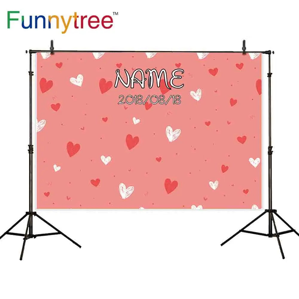 Funnytree wedding theme photography backdrop red white love repeat dots custom made name and date valentine photocall newborn |