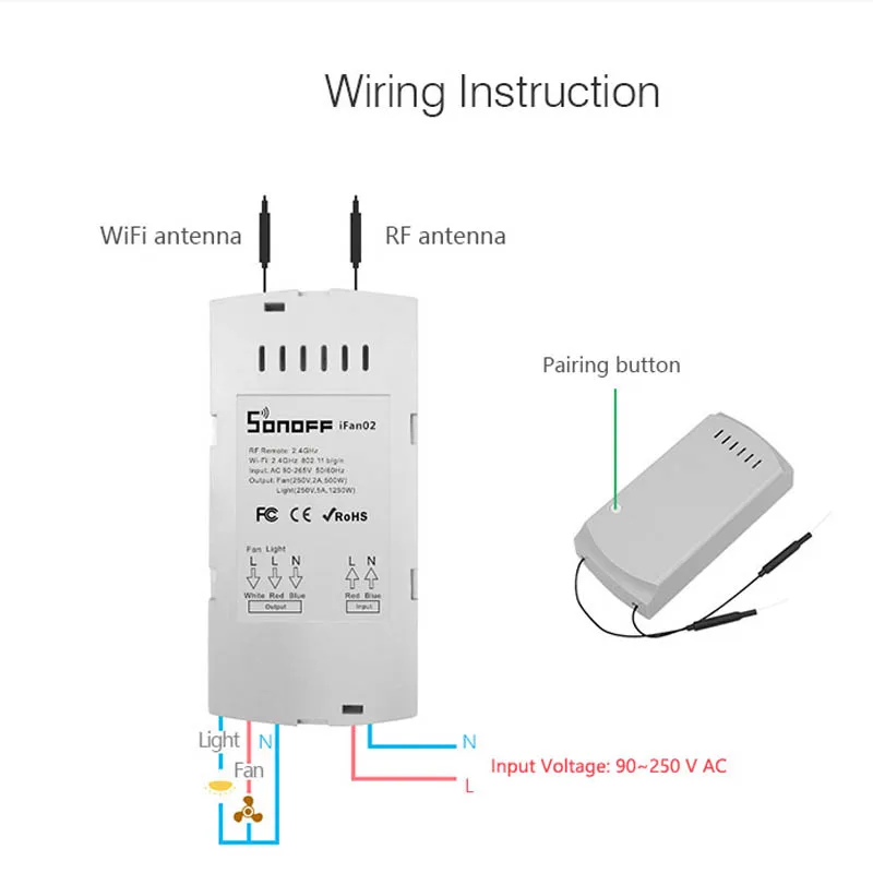 Sonoff IFan02 преобразует неумный светодиодный потолочный вентилятор в WiFi Smart CeilingFan APP