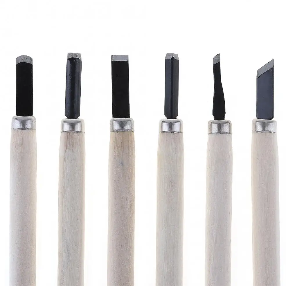 6 шт. художественный ручной резной Набор долото с высокоуглеродистой стальной