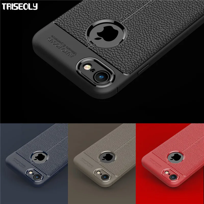 Triseoly For iPhone X Case Ten 8 Plus Top Quality Carbon Fiber Leather Soft 7 6 6S Cover |