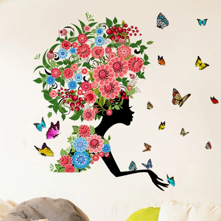 New 3D Flower Fairy Pokemon Girl Kids Rooms Home Decor Wall Stickers Wallpaper Children Adesivo De Parede Poster Mural | Дом и сад
