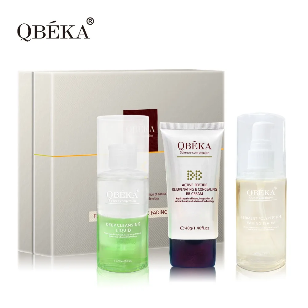 QBEKA Ferment Polypetide разглаживающая сыворотка+ активный пептид омолаживающий и маскирующий BB крем+ глубокая очищающая жидкость