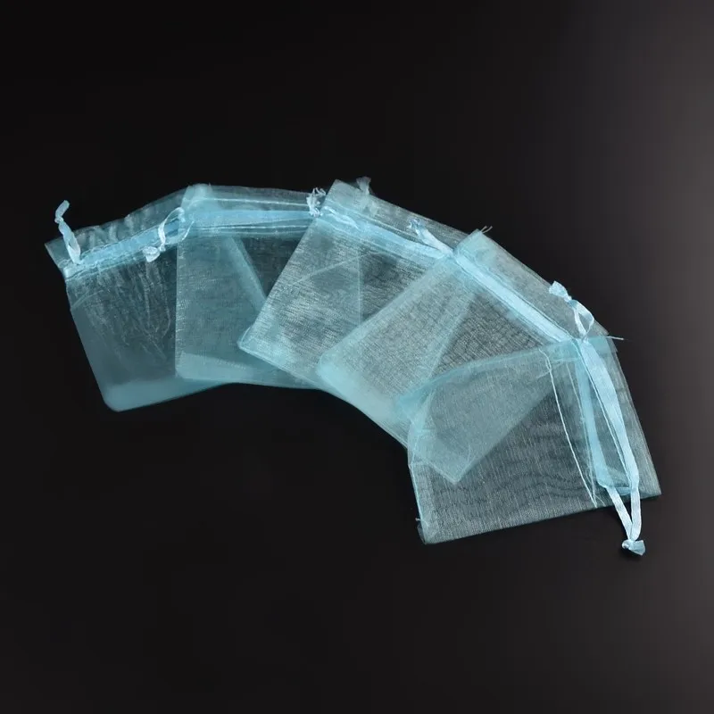 

200pcs Handmade Organza Bags for Jewelry Packaging SkyBlue Wedding Party Gifts Pakcing Craft Drawstring Pouches 8x10cm 12x10cm