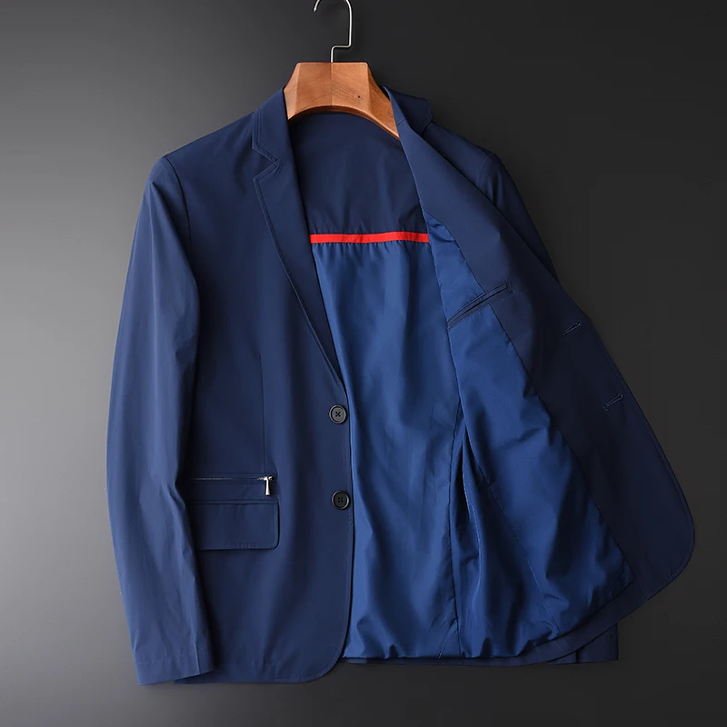 Minglu протектор для мужчин блейзер Модные шелковистой костюм Блейзер Slim Fit Мужской