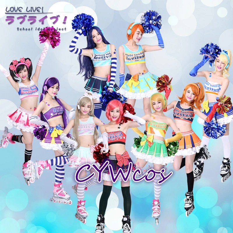 Love Live, косплей, Нико Ядзава, райский костюм Черлидинга, женские платья для танцев, вечерние униформа, костюмы, летнее платье