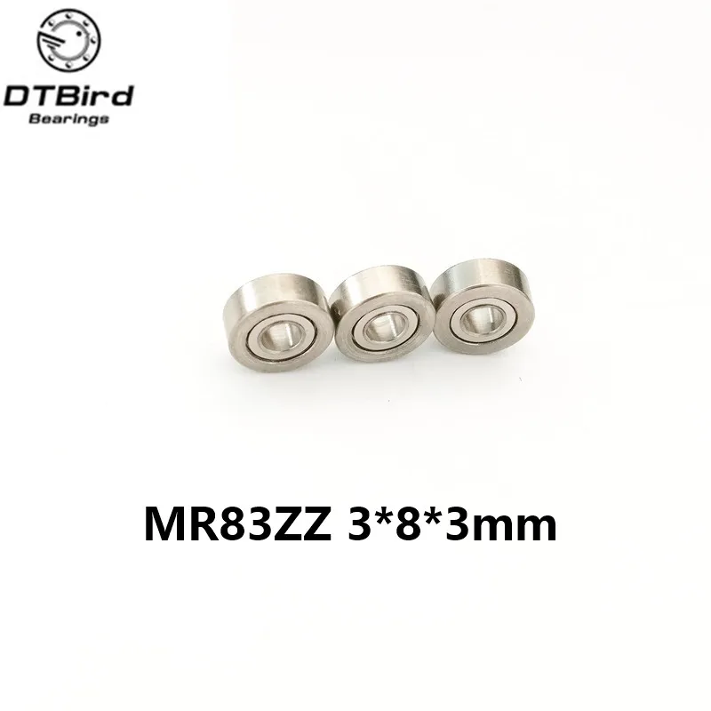 

Free shipping 10pcs MR83 MR83Z Miniature Bearings ball bearing 3X8X3 mm 3*8*3 MR83ZZ radial shaft