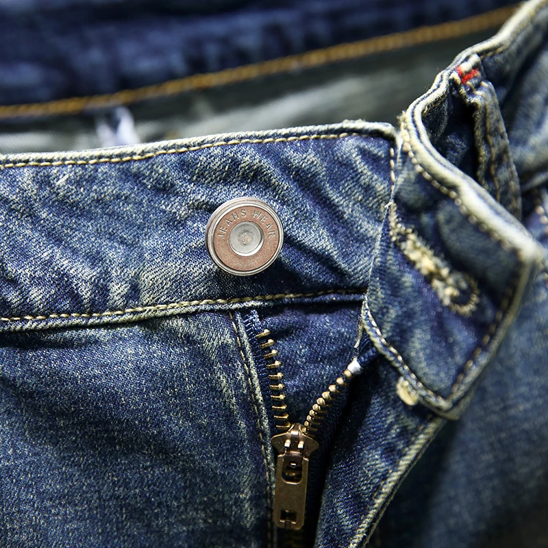 Джинсы мужские с вышивкой хлопковые брюки карандаш модные облегающие ковбойские